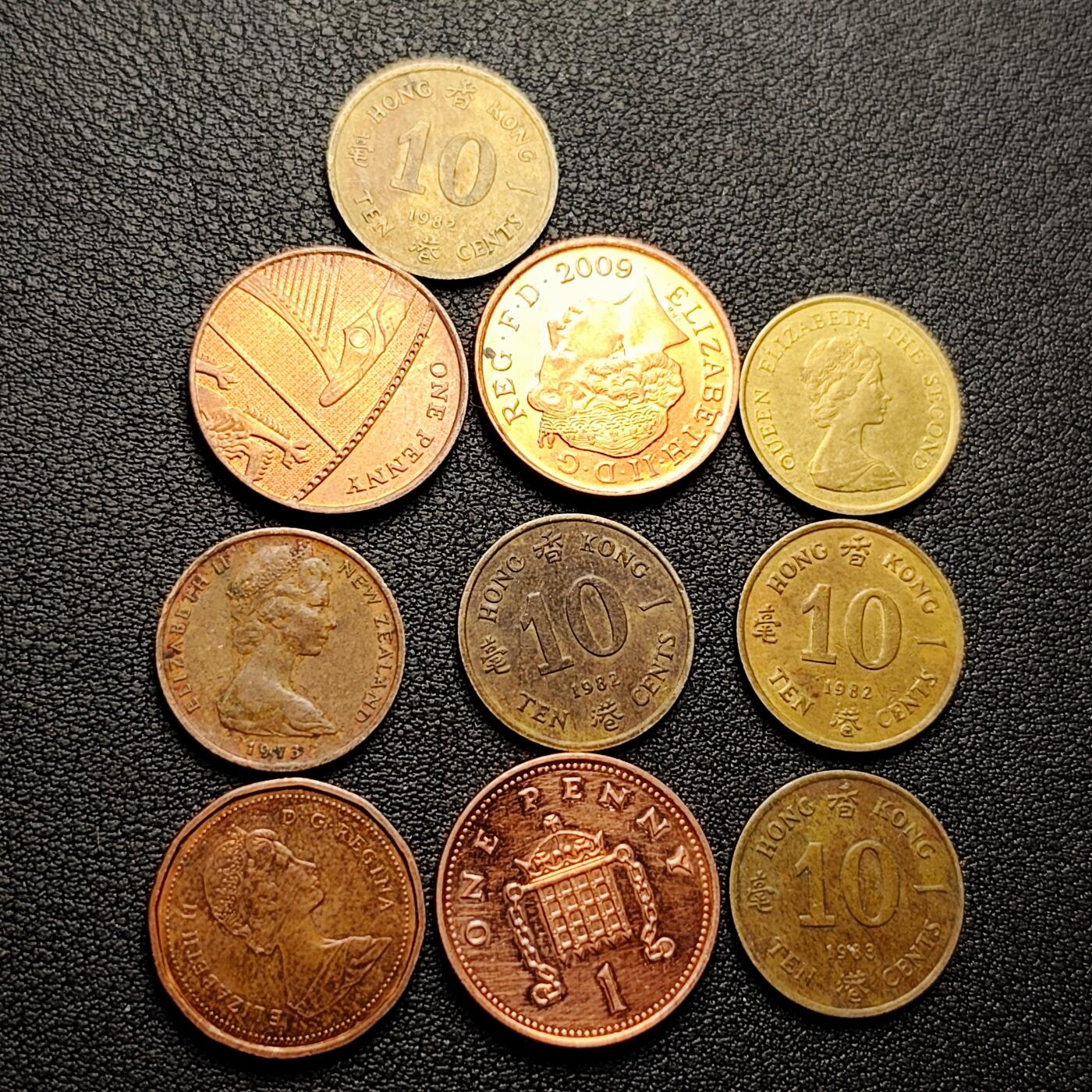 泉币菌-第226场-拍品多 请提前出价 10枚一组 英女王铜币 混合年份