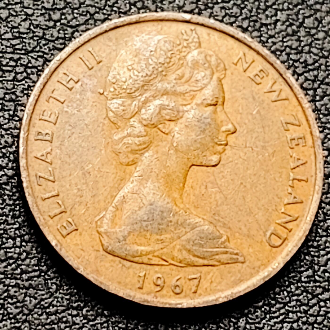 泉币菌-第226场-拍品多 请提前出价 英属新西兰 1967年2分青铜币 金雀花 伊丽莎白二世女王  