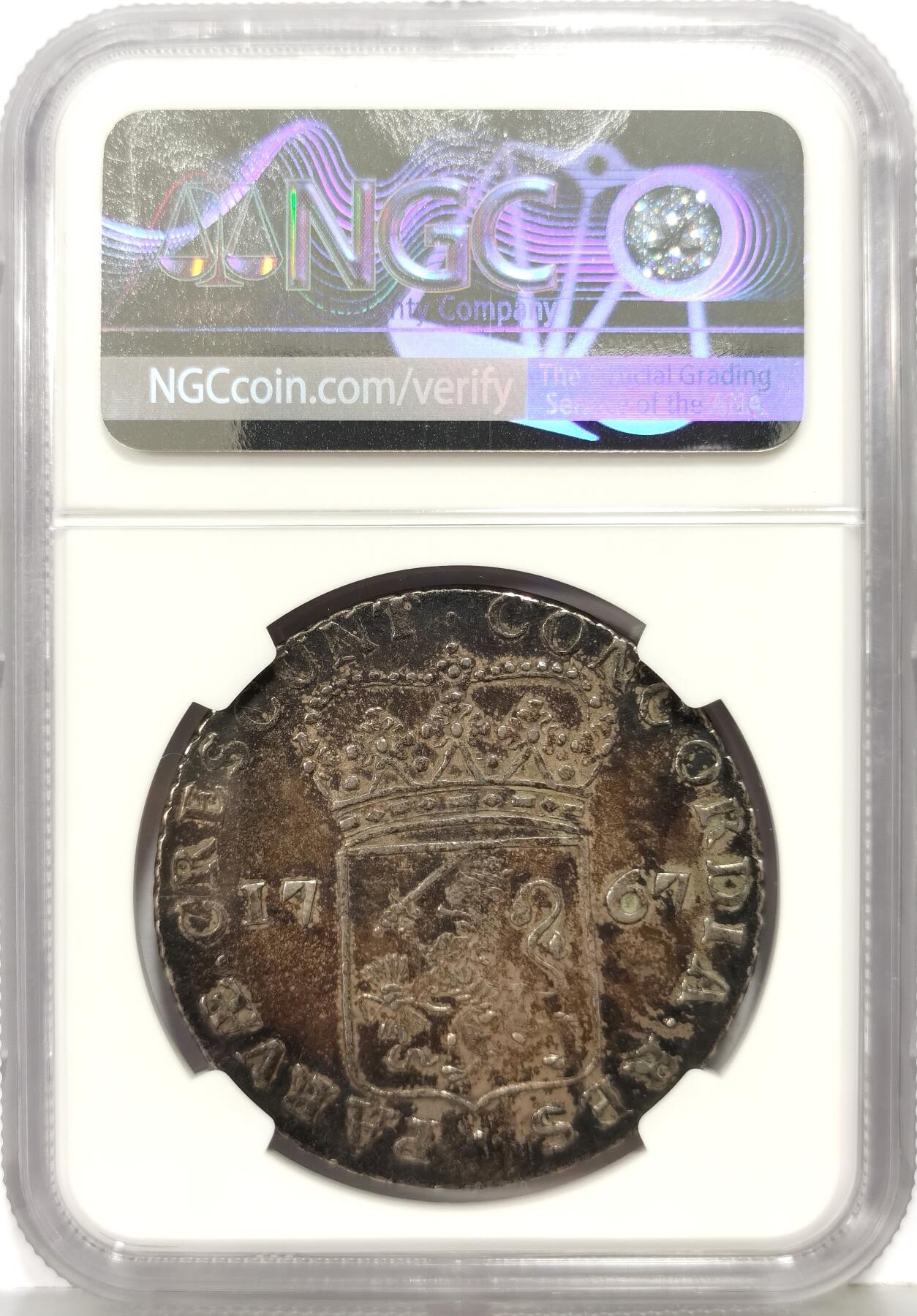 博洋堂世界钱币拍卖第168期（全场包邮） NGC AU50 荷兰海尔德兰省1767年杜卡特武士银币 海尔德兰少见 中期版 原味 味道足老酱彩