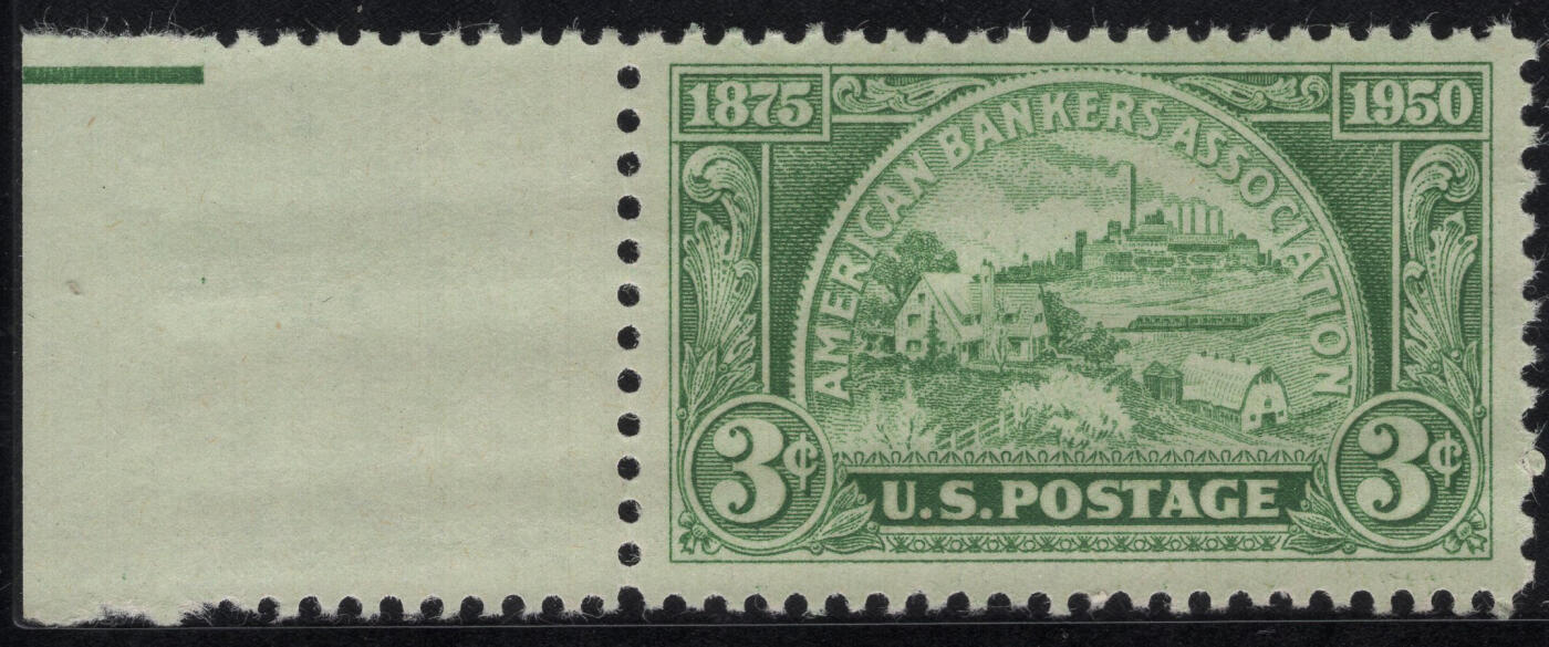 洪涛臻品批发群 精选邮票限时拍卖第1316期  1950美国银行家协会1全新 左宽边带色标 雕刻版原胶全品！