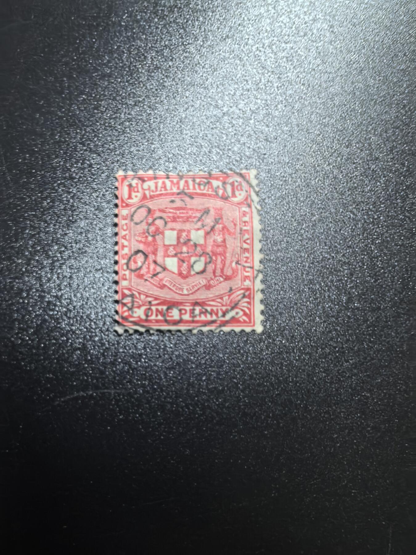 杂票 牙买加邮票 1907年徽1枚旧