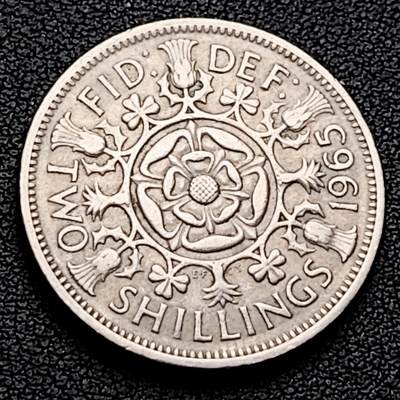 泉币菌-第226场-拍品多 请提前出价 - 英国早期1965年2先令老镍币 伊丽莎白二世青年女王头像 28.3MM