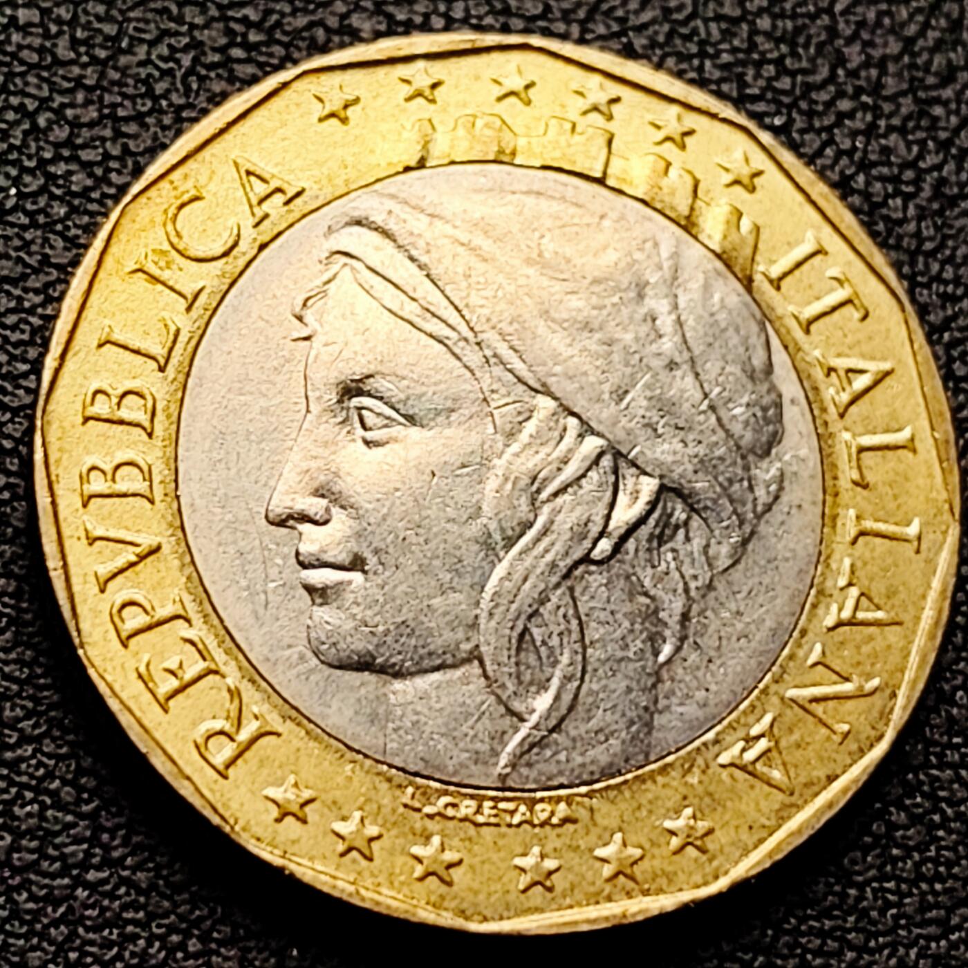 泉币菌-第227场-拍品多 请提前出价 错版币 原光极美 意大利1000里拉双金属币 27mm 欧洲国家轮廓错误等 如两徳问题 