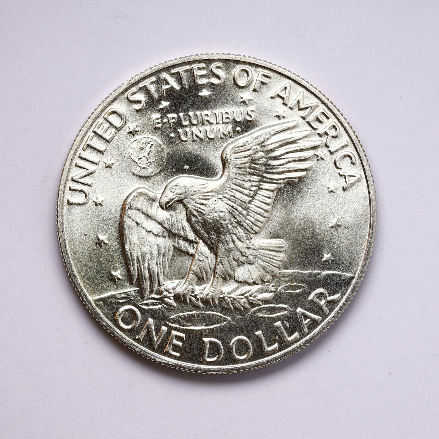 观钱 近现代机制币拍卖No.008（全场顺丰包邮，不区分偏远地区）  美国1974年艾森豪威尔1美元大银币 24g 40%银 MS品相，转光漂亮