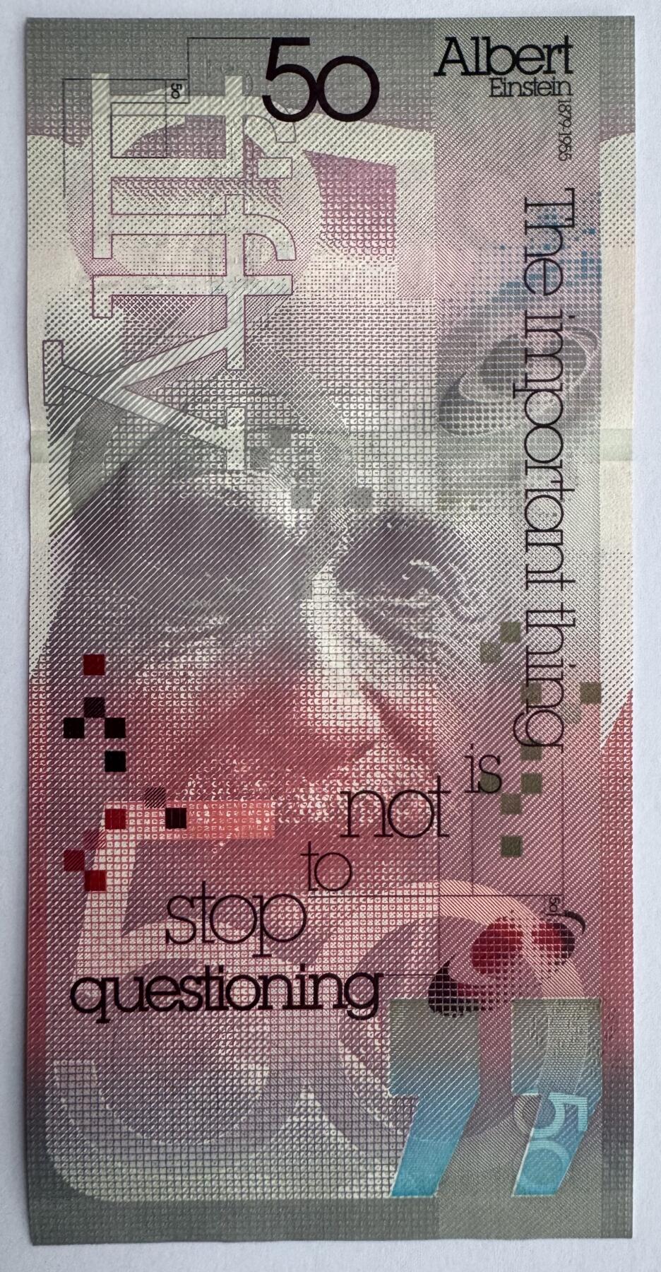 2026第7场（总第234期）：精品外钞、塑料钞、测试钞综合场  德纳罗DLR“爱因斯坦”50面额DepthThread®景深安全线测试钞UNC（全程无47）