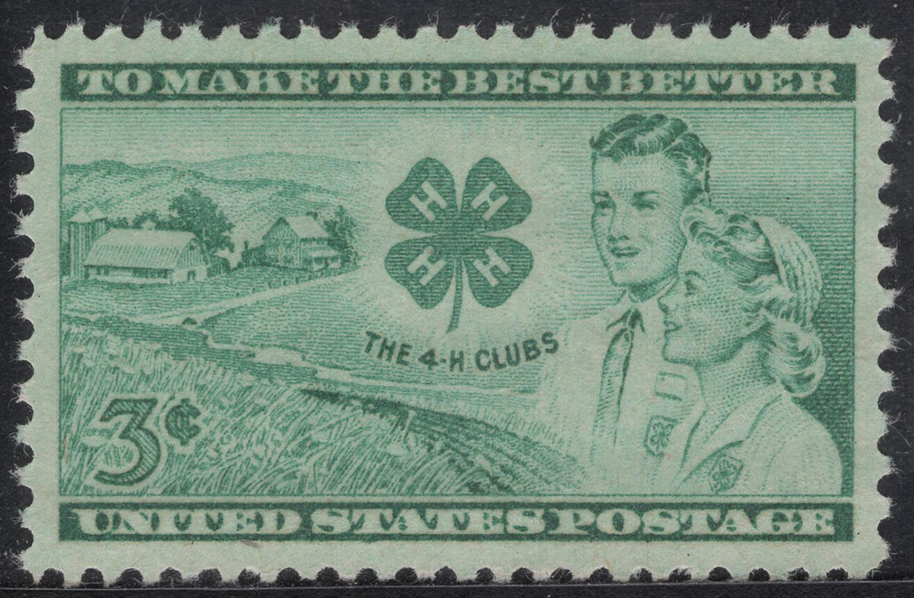 洪涛臻品批发群 精选邮票限时拍卖第1316期  1952美国4-H俱乐部 农场 青年 1全雕刻版 新票原胶全品！