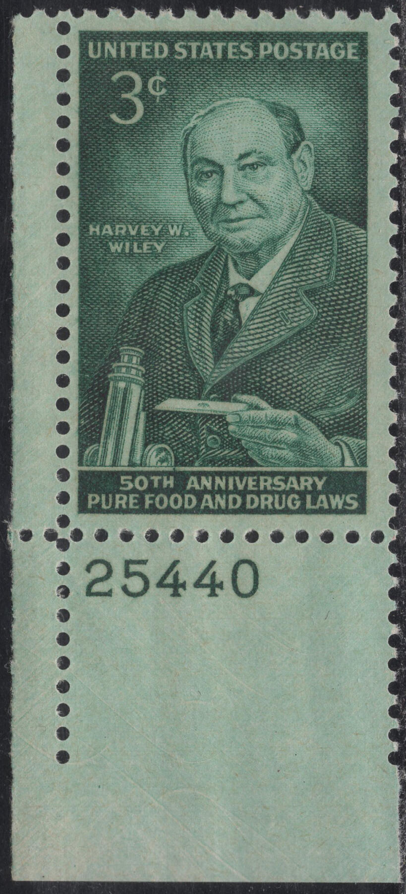 洪涛臻品批发群 精选邮票限时拍卖第1316期  1956美国食品药品监督局创建者-哈维韦利 雕版1全套大宽边色标 原胶全品！