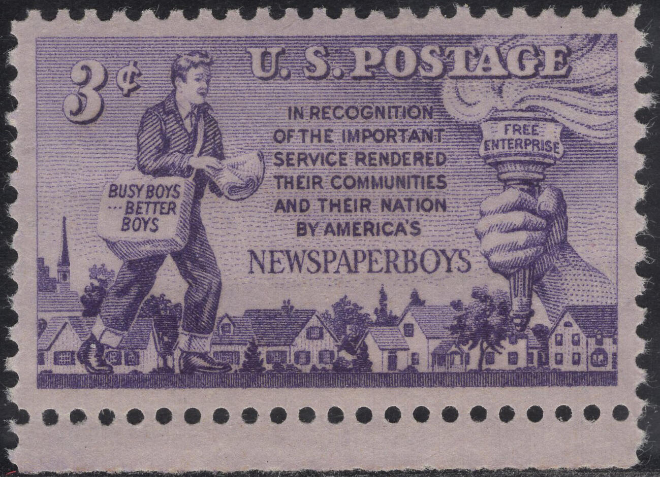 洪涛臻品批发群 精选邮票限时拍卖第1316期  1952美国报童 雕版1全套带边 原胶全品！