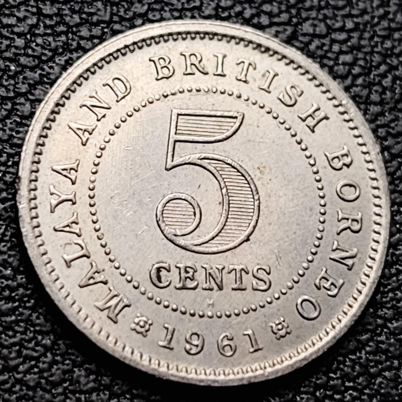 泉币菌-第227场-拍品多 请提前出价 英属马来亚 1961关门年5分铜镍币 袖珍币