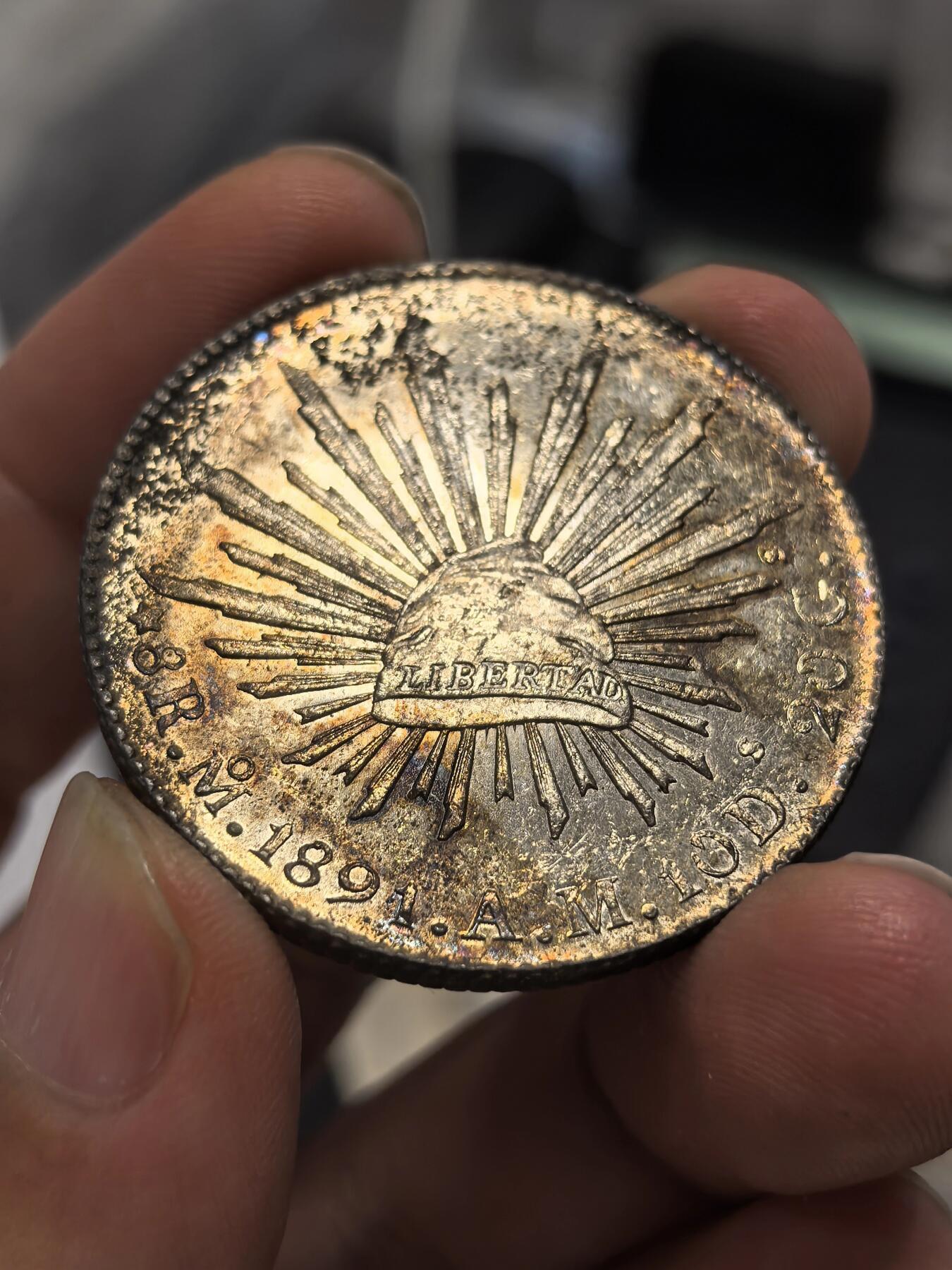 博洋堂世界钱币拍卖第168期（全场包邮） 墨西哥1891年MO AM版花边鹰洋，原味包浆UNC品