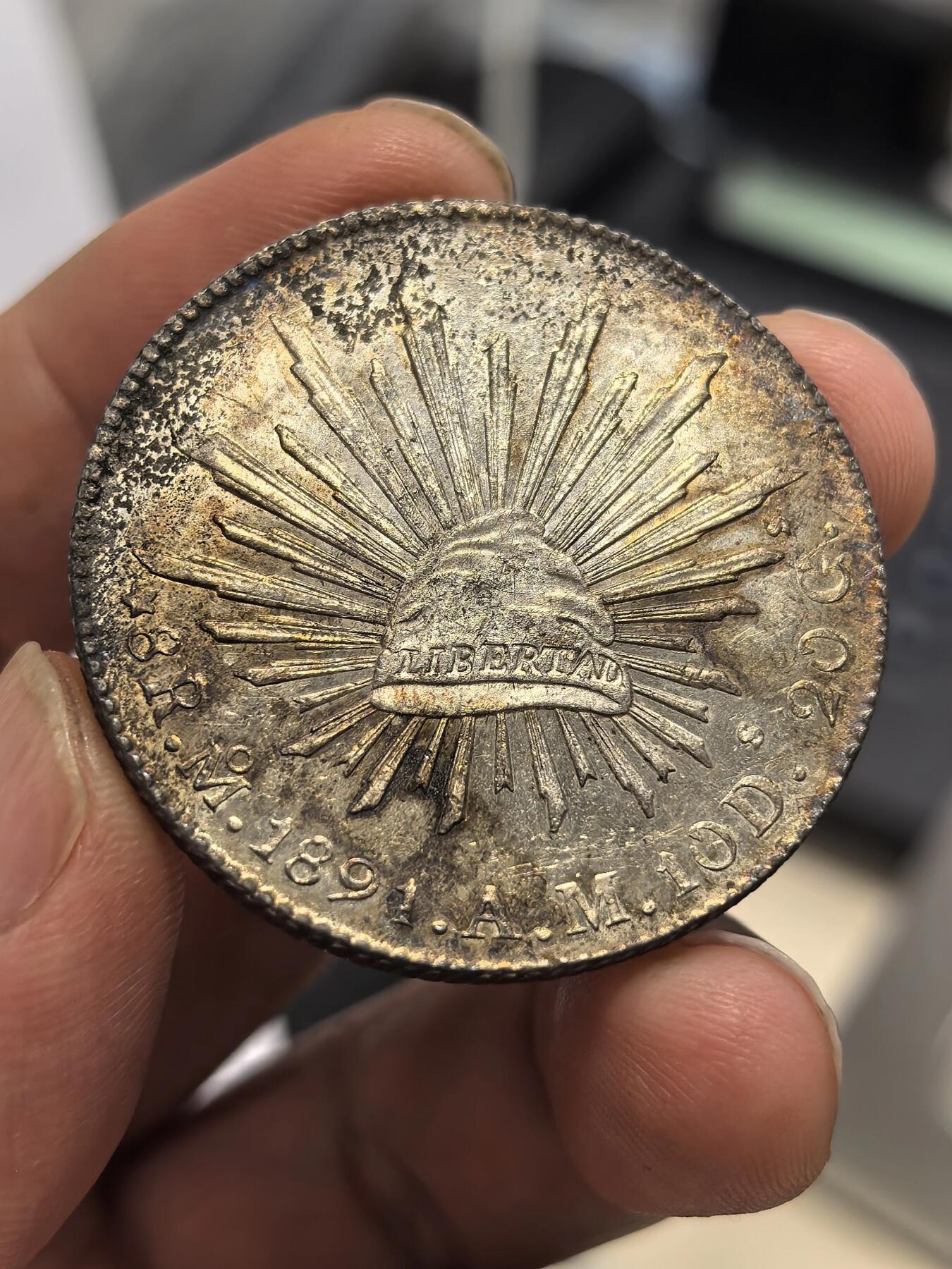 博洋堂世界钱币拍卖第168期（全场包邮） 墨西哥1891年MO AM版花边鹰洋，原味包浆UNC品