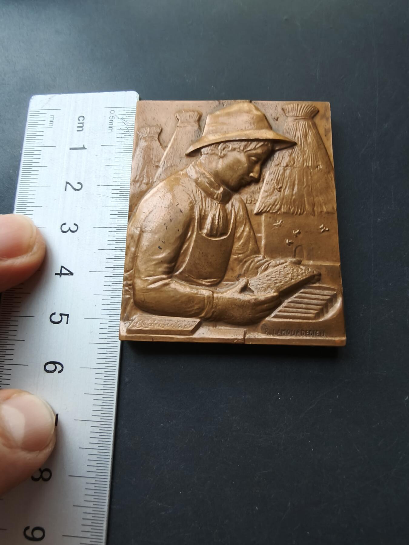 老王徽章第192期 法国农业/谷物检验方形大铜章     尺寸45×55mm     重量96.2g