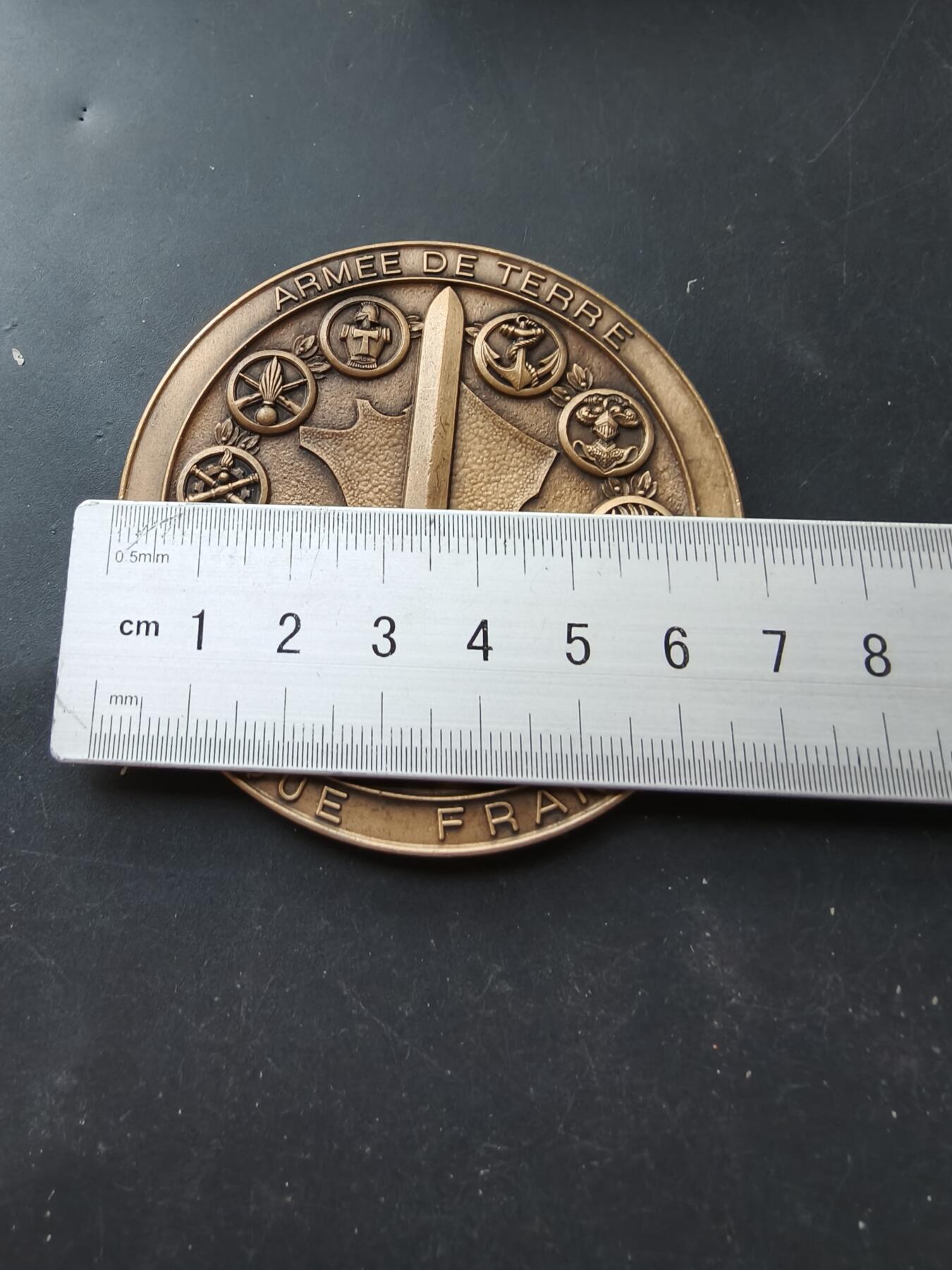 老王徽章第192期 法国陆军部大铜章     原盒，内衬损坏      直径70mm     重量108.3g