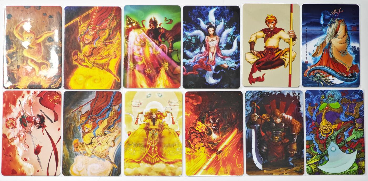 白泽拍卖卡牌手绘专场第35期（问东城春色，正谷雨，牡丹期） 2022 昆仑万象 权迎东 西游特藏卡 12张  普卡