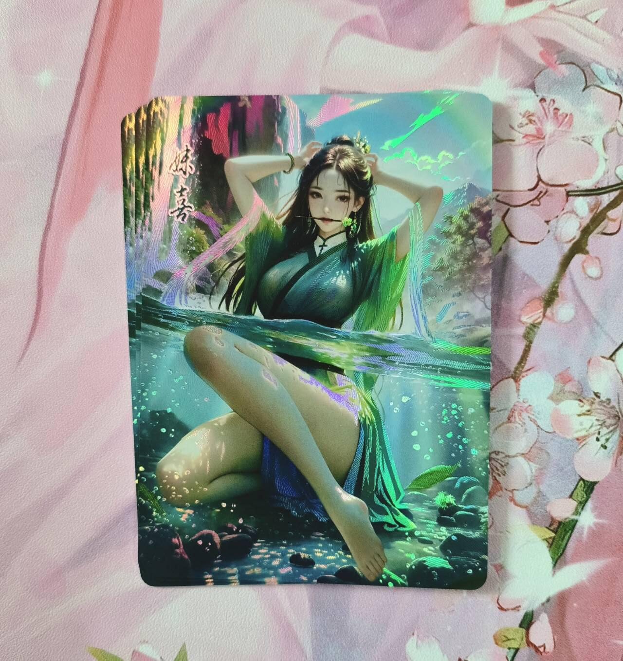 龙虎卡牌-八三场（满200元包邮，无佣金，每周六结拍，欢迎送拍） 压纹彩闪3张 鸡腿佳人录 - 妹喜 三渐变（第三张很艺术）