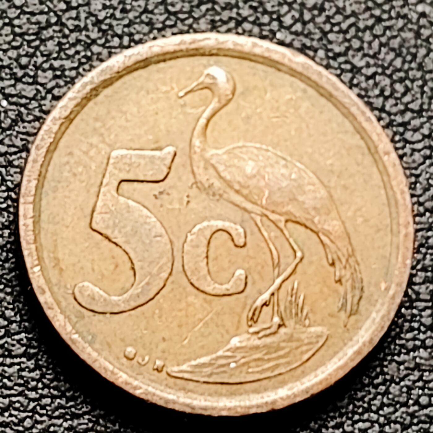 泉币菌-第226场-拍品多 请提前出价 仙鹤 南非 1996年 5分动物硬币  21毫米 