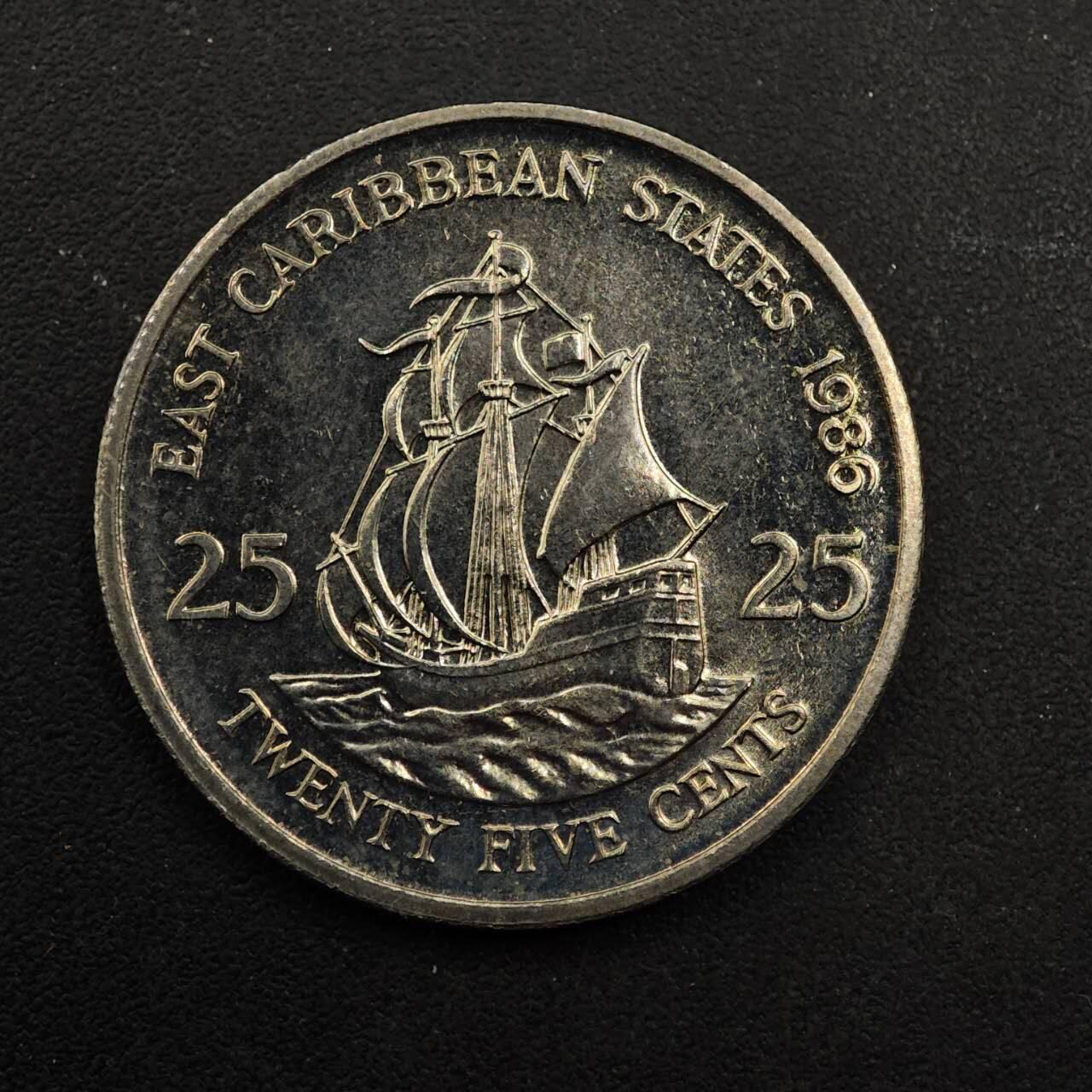【淘币小摊】实时拍第八百九十二拍   散币场    每周一统一发货 东加勒比1986年25分镍币