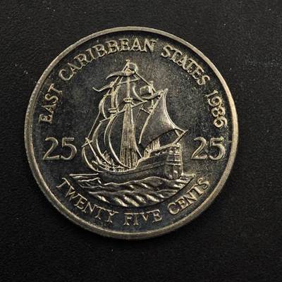 【淘币小摊】实时拍第八百九十二拍   散币场    每周一统一发货 - 东加勒比1986年25分镍币