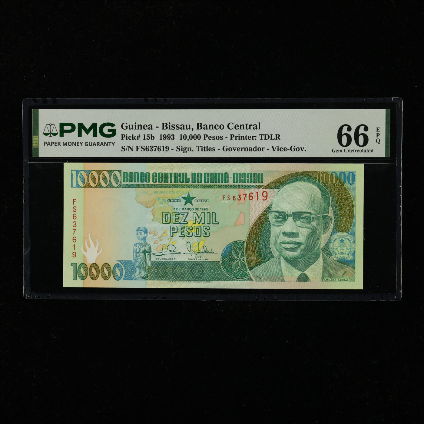 【亘邦集藏】第228期拍卖 1993年 几内亚比绍10000比索 PMG 66EPQ FS637619