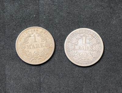 甄臻铺-世界币章拍卖（第60期），甄品场拍品征集中，送拍享返佣金等优惠多多 德国1马克银币2枚 原状态好品