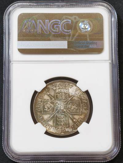 甄臻铺-世界币章拍卖（第60期），甄品场拍品征集中，送拍享返佣金等优惠多多 NGC-MS63 1887年高冠弗洛林2先令，酱彩很好看，背面幽蓝色，极美