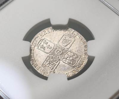 甄臻铺-世界币章拍卖（第60期），甄品场拍品征集中，送拍享返佣金等优惠多多 NGC-AU58 1758年英国乔治二世6便士银币 成本180镑 淡金色包浆 细节深打