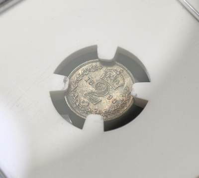 甄臻铺-世界币章拍卖（第60期），甄品场拍品征集中，送拍享返佣金等优惠多多 NGC-MS65-MS64 1896年维多利亚披纱洗脚币，宗教产物，天鹅绒布包浆，黑五彩，PL底板