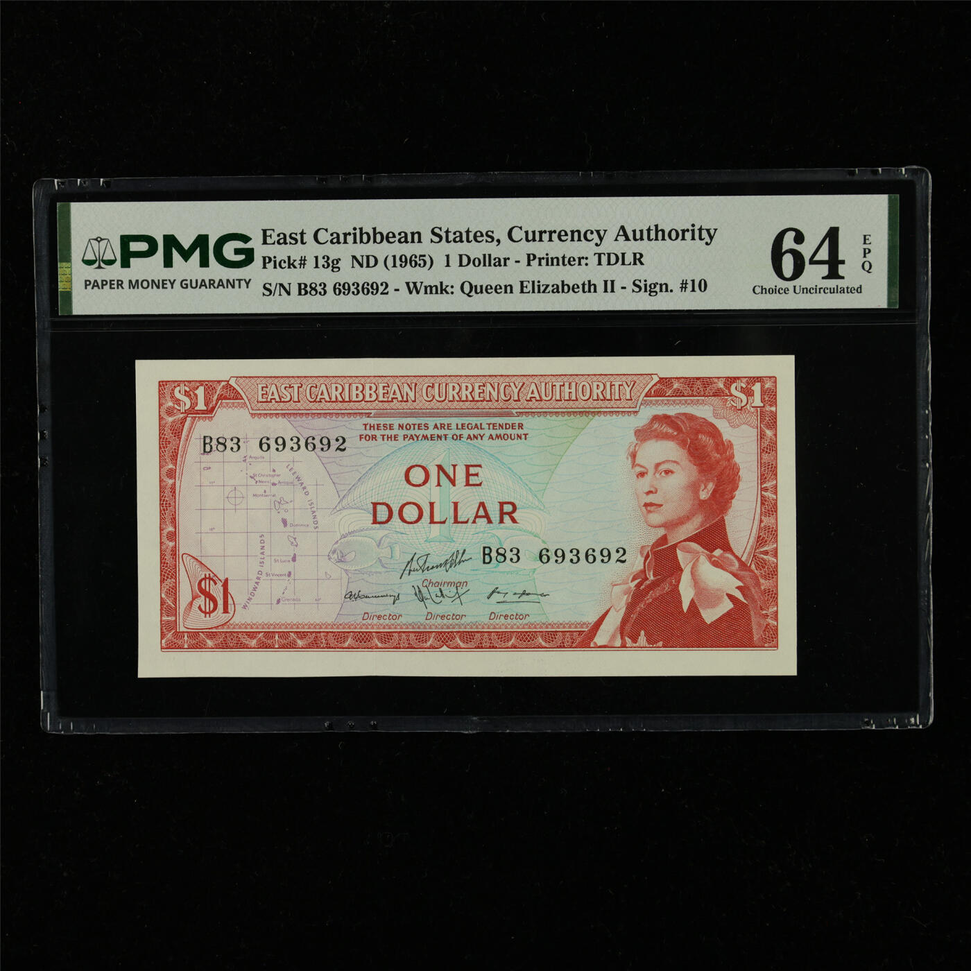 【亘邦集藏】第228期拍卖 1965年 东加勒比国家1元 PMG 64EPQ B83 693692