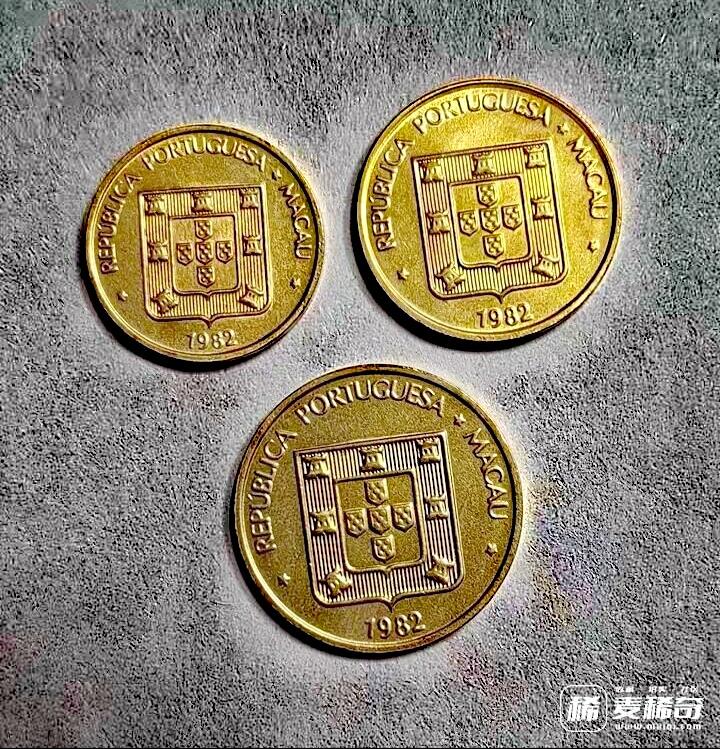 澳门1982年1毫、2毫、5毫福、禄、寿字车轮原光靓品硬币三枚一套