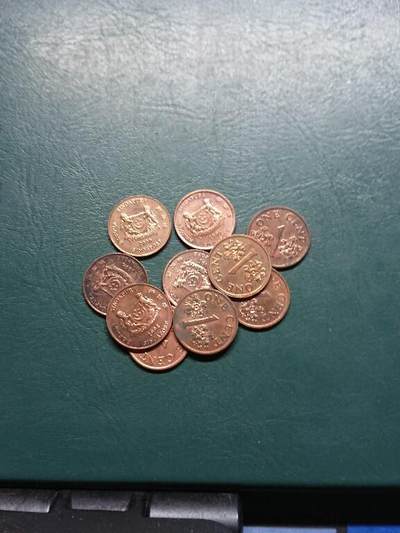 松南世界钱币——260415 新加坡低盾徽版本1分铜币10枚