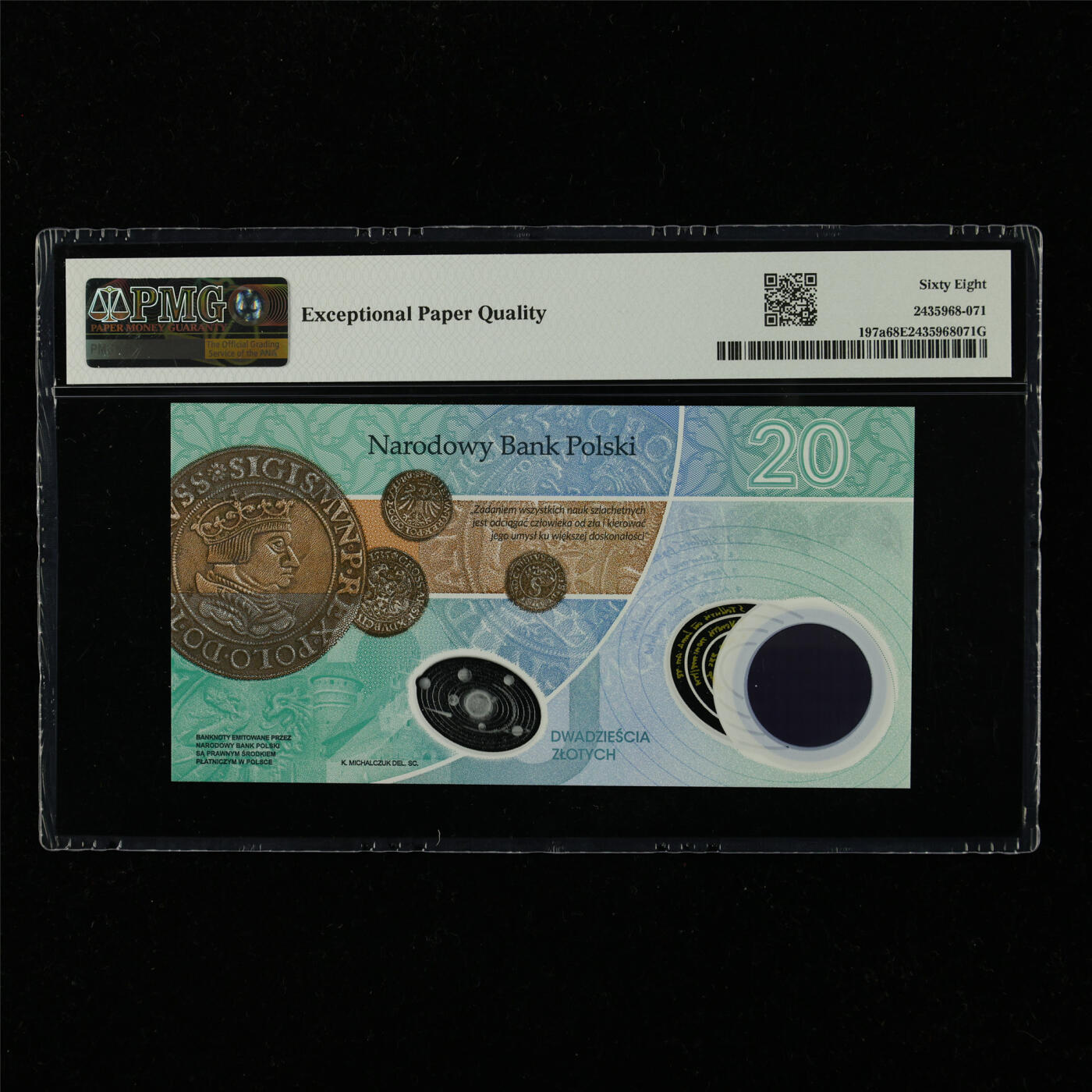 【亘邦集藏】第228期拍卖 2022年 波兰纪念钞20兹罗提 PMG 68EPQ MK0097579
