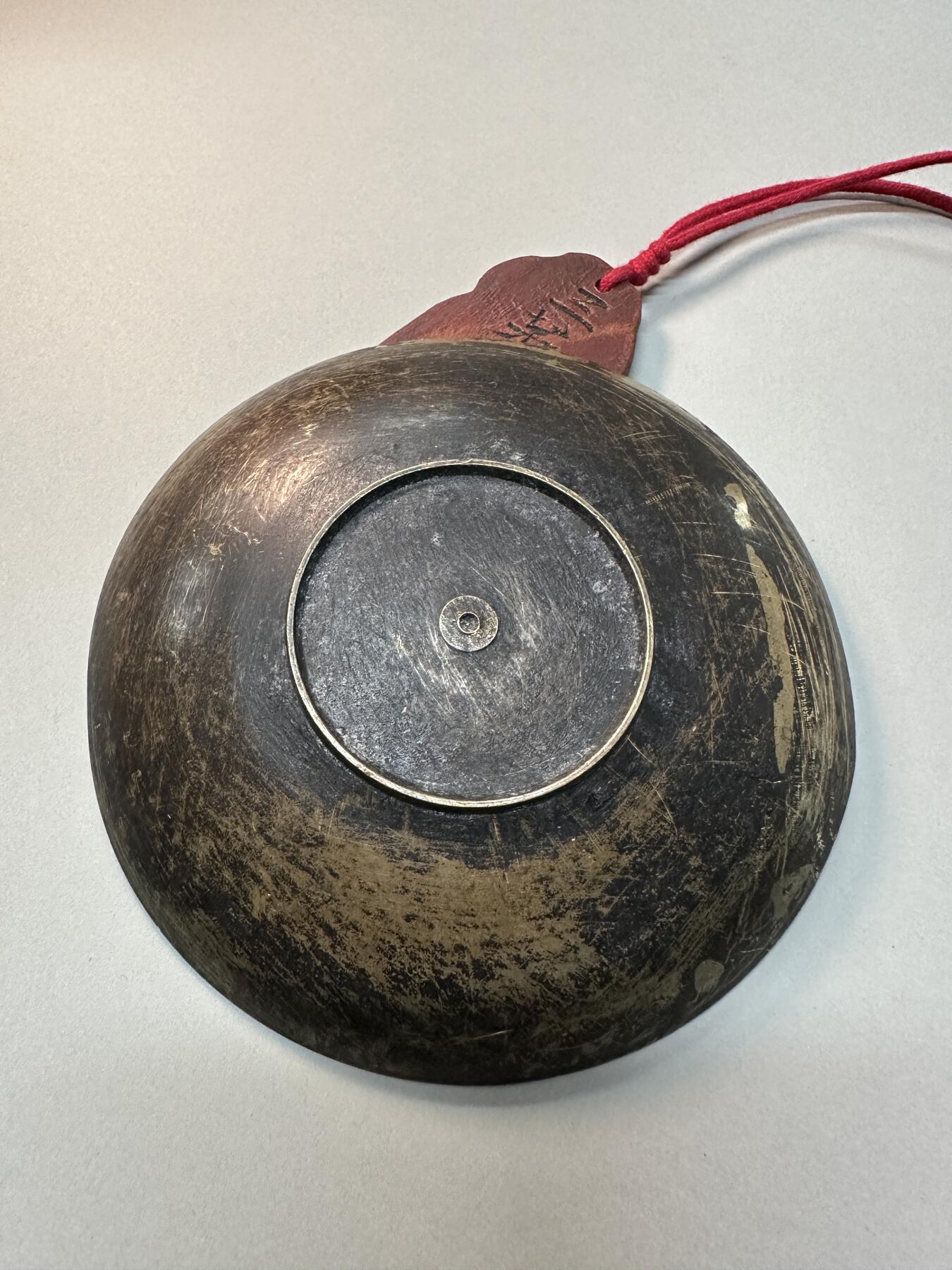 清代-民国 精品铜器专场 晚清民国老黄铜花卉纹碟 手工錾刻香盘