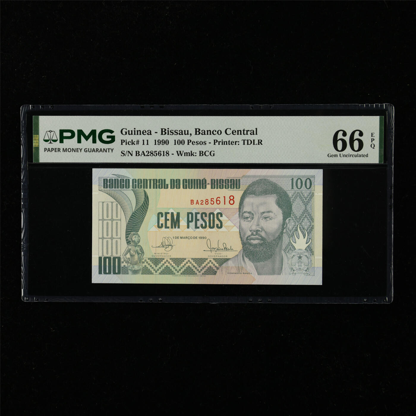 【亘邦集藏】第228期拍卖 1990年 几内亚比绍100比索 PMG 66EPQ BA285618