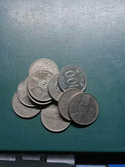 松南世界钱币——260415 韩国八九十年代新版本100元镍币10枚共计1000元2