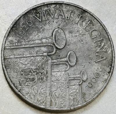 文馨钱币收藏第 300 场，银币，散币，小量德占比利时时期货币，长期接代拍业务 - 英国2006年伊丽莎白女王80大寿5英镑纪念币，品如图