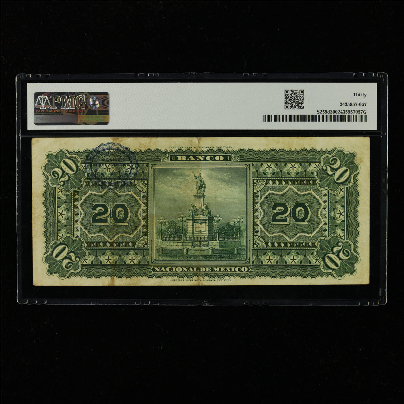 【亘邦集藏】第228期拍卖 1909-13年 墨西哥20比索 PMG 30 SC ES 873428