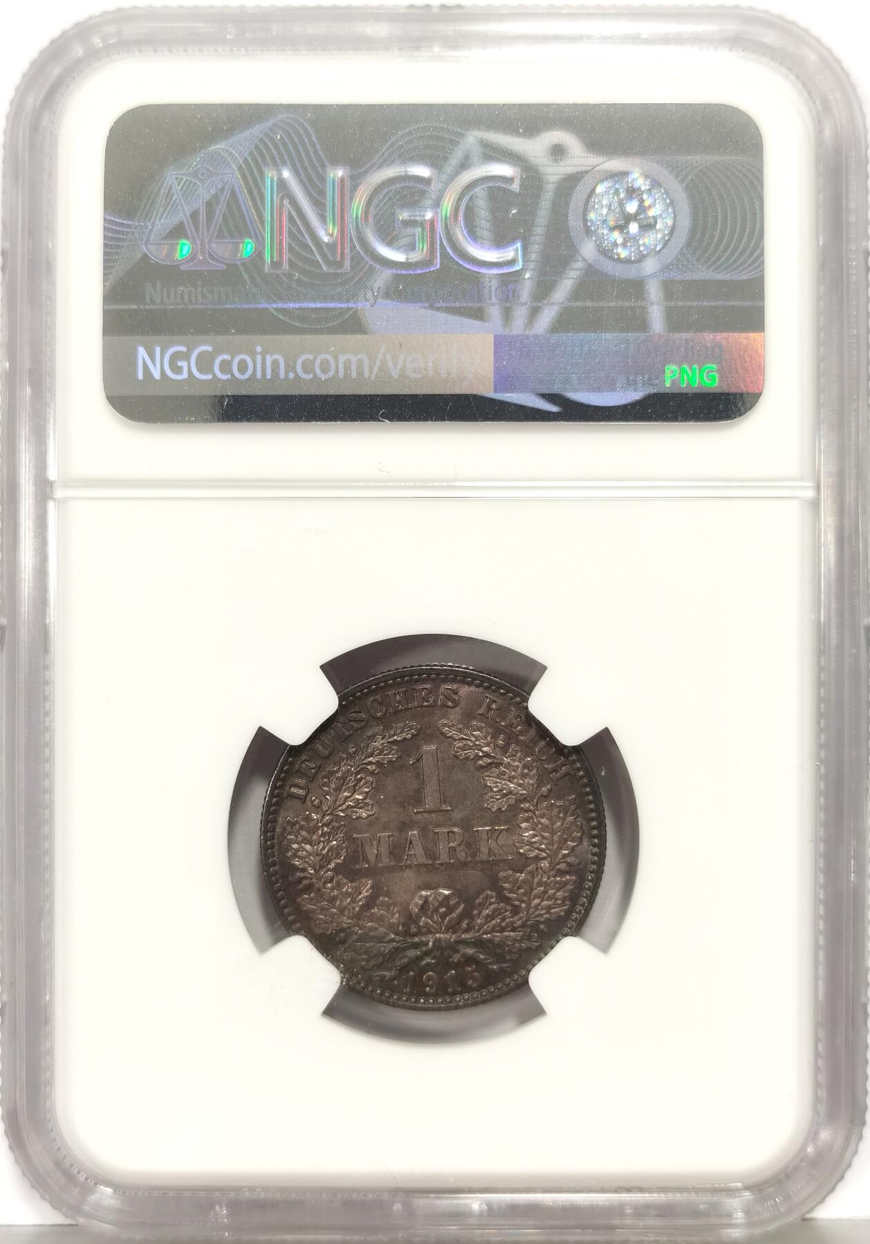 博洋堂世界钱币拍卖第168期（全场包邮） NGC MS64 德国1915年J版1马克银币