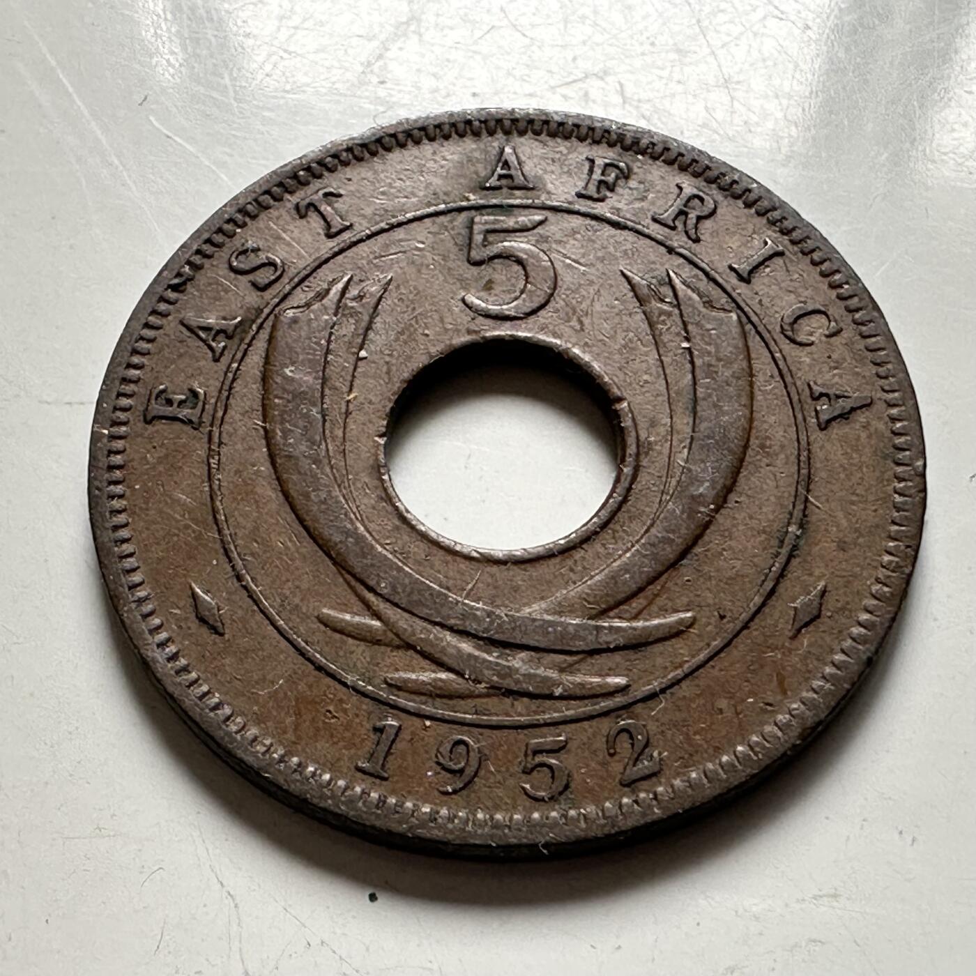 🌹外币初藏🌹🐯2026年第43场   每周二四六晚8️⃣点  世界硬币 英属东非1952年五分