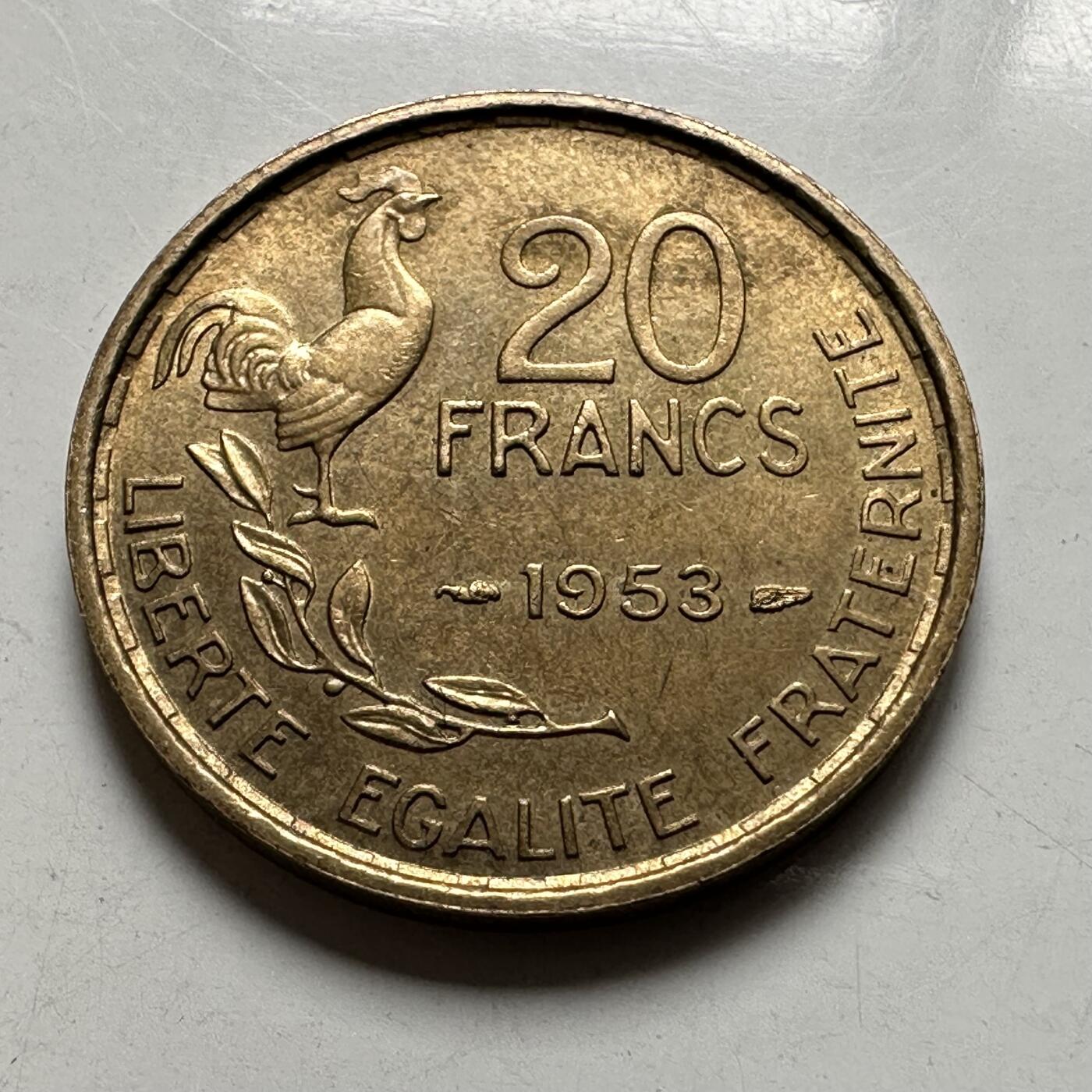 🌹外币初藏🌹🐯2026年第43场   每周二四六晚8️⃣点  世界硬币 法国1953年20法郎