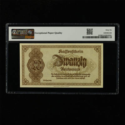 【亘邦集藏】第229期拍卖 1945年 德国20马克 PMG 66EPQ AM 034059