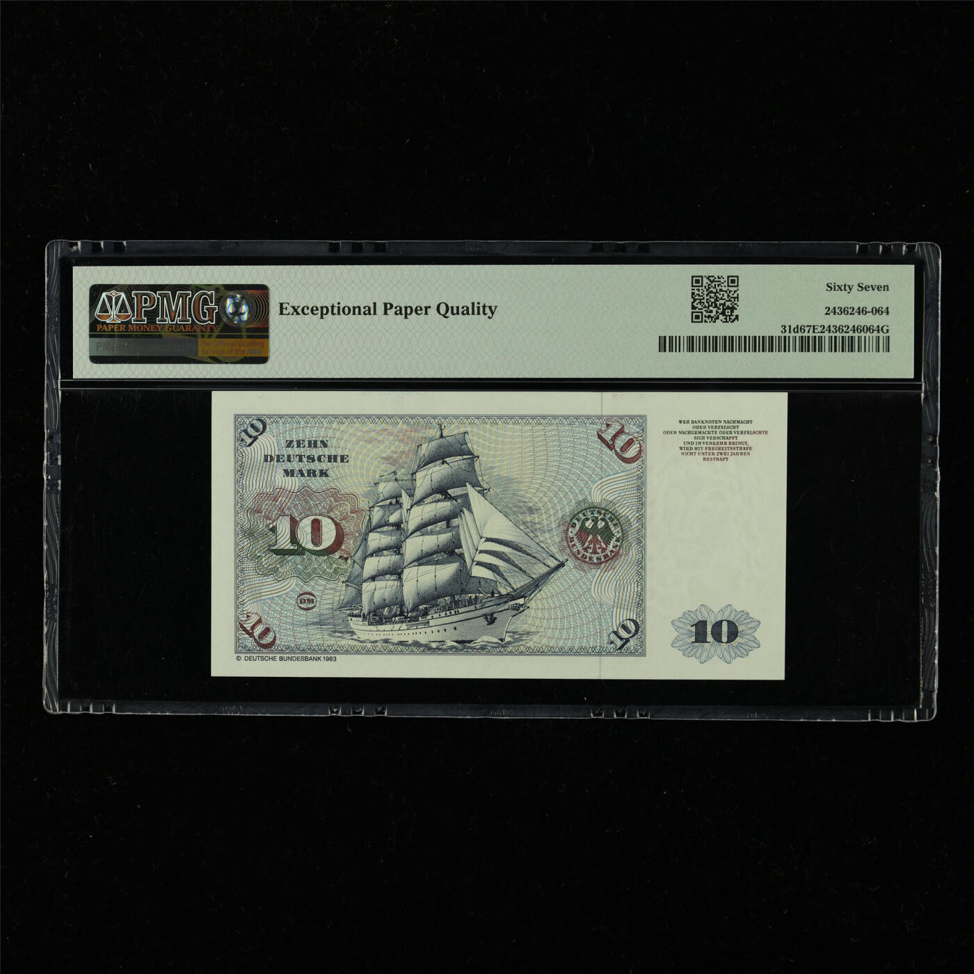 【亘邦集藏】第228期拍卖 1980年 德国10马克 PMG 67EPQ CR3624709T