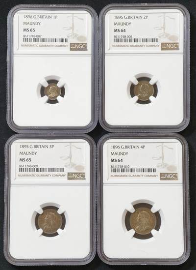 甄臻铺-世界币章拍卖（第60期），甄品场拍品征集中，送拍享返佣金等优惠多多 NGC-MS65-MS64 1896年维多利亚披纱洗脚币，宗教产物，天鹅绒布包浆，黑五彩，PL底板