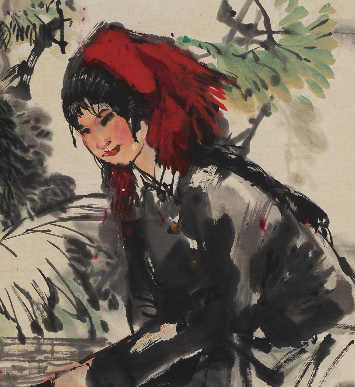 碧月说宝.当代书画专场一 石齐 饲鸡图