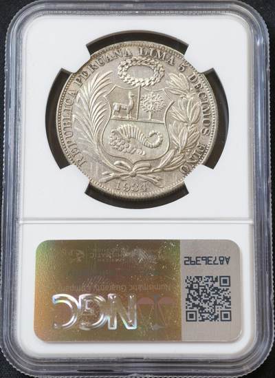 甄臻铺-世界币章拍卖（第60期），甄品场拍品征集中，送拍享返佣金等优惠多多 NGC-AUD 1934年秘鲁索尔