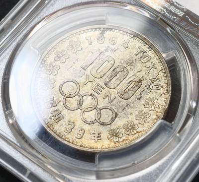 甄臻铺-世界币章拍卖（第60期），甄品场拍品征集中，送拍享返佣金等优惠多多 PCGS-MS65 日本 1964年东京奥运会 1000日元银币