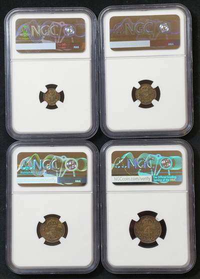 甄臻铺-世界币章拍卖（第60期），甄品场拍品征集中，送拍享返佣金等优惠多多 NGC-MS65-MS64 1896年维多利亚披纱洗脚币，宗教产物，天鹅绒布包浆，黑五彩，PL底板