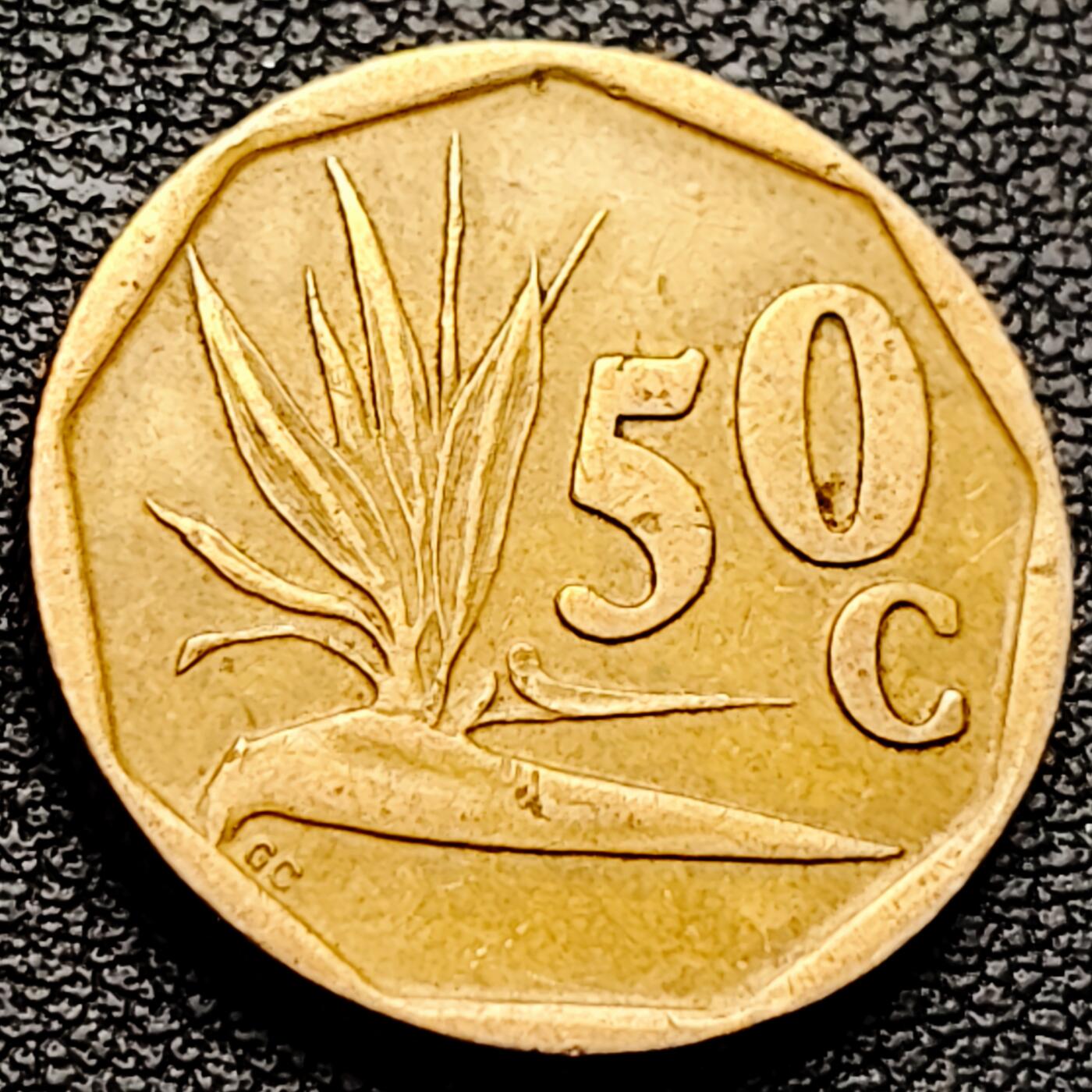 泉币菌-第227场-拍品多 请提前出价 仙鹤草 南非 50分硬币 植物22毫米 5克 纪念币铜钱