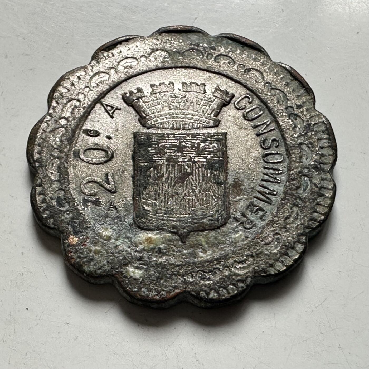 🌹外币初藏🌹🐯2026年第43场   每周二四六晚8️⃣点  世界硬币 法国 巴黎 20生丁 消费代用币