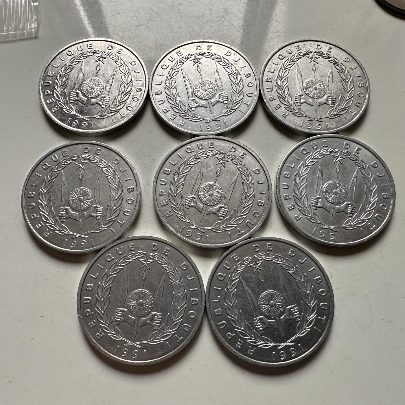 🌹外币初藏🌹🐯2026年第42场   每周二四六晚8️⃣点  吉布提1991年5法郎一组八枚