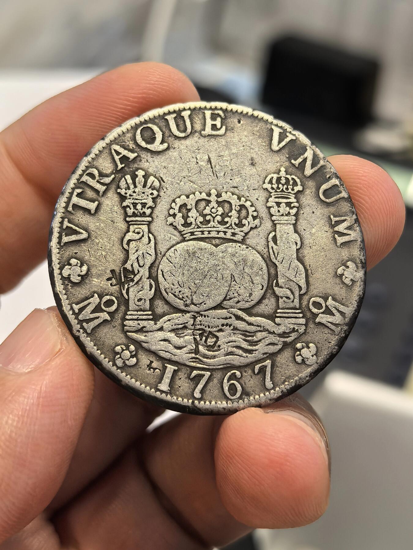 博洋堂世界钱币拍卖第168期（全场包邮） 西属墨西哥1767年MO MF地球双柱 老包浆 国内出土 历史见证品 极为难得